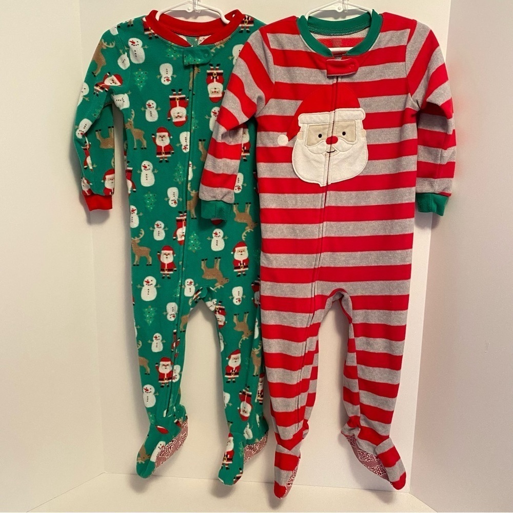 Carter's Toddler Santa Claus Christmas Fleece Footie PJs Set Of 2 Size 2T